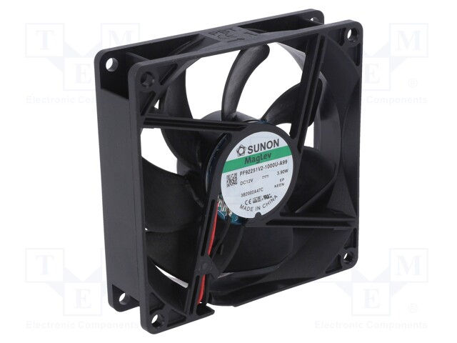 Fan: DC; axial; 12VDC; 92x92x25mm; 118.8m3/h; 43.7dBA; Vapo; 4200rpm