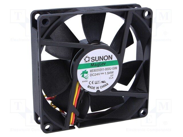 Fan: DC; axial; 24VDC; 80x80x20mm; 61.16m3/h; 38dBA; Vapo; Len: 300mm