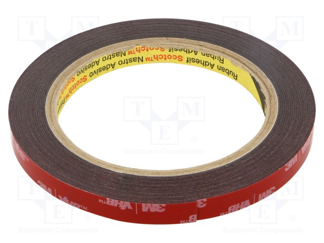 Tape: fixing; W: 9mm; L: 5.5m; Thk: 0.6mm; acrylic; Tmax: 149°C