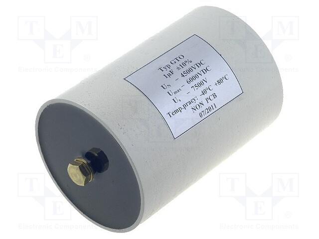 Capacitor: polypropylene; 1uF; ±10%; Ø90x120mm; 4.5kVDC; 750VAC