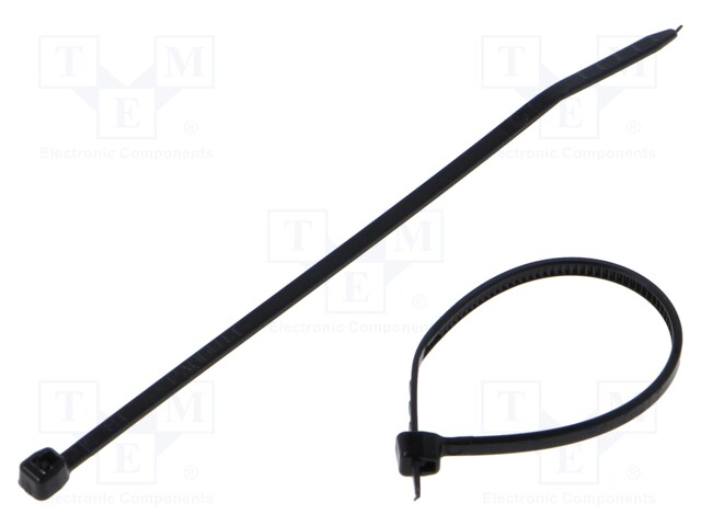 Cable Tie, Pan Ty® Locking, Nylon 6.6 (Polyamide 6.6), Black, 71 mm, 1.8 mm, 15 mm, 8 lb