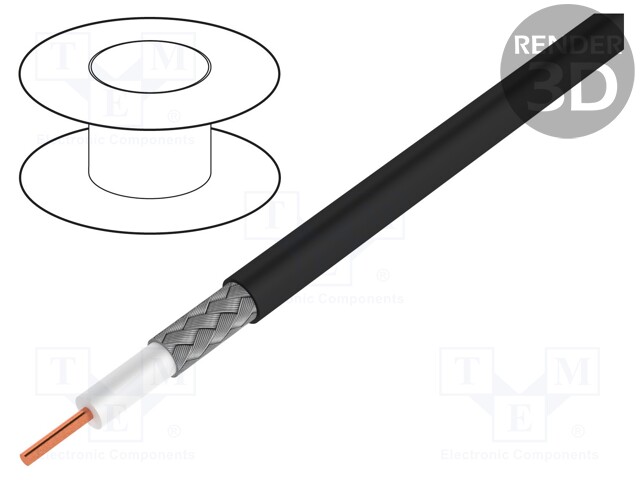 Wire: coaxial; RG174U; stranded; steel,copper plated; PVC; black