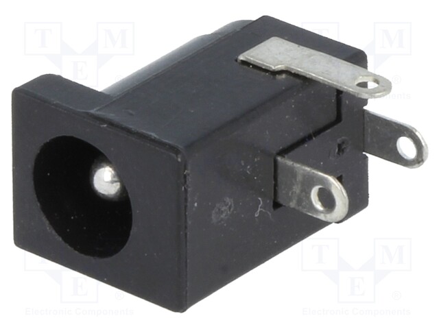 Socket; DC supply; male; 5,5/2,5mm; 5.5mm; 2.5mm; THT; angled 90°