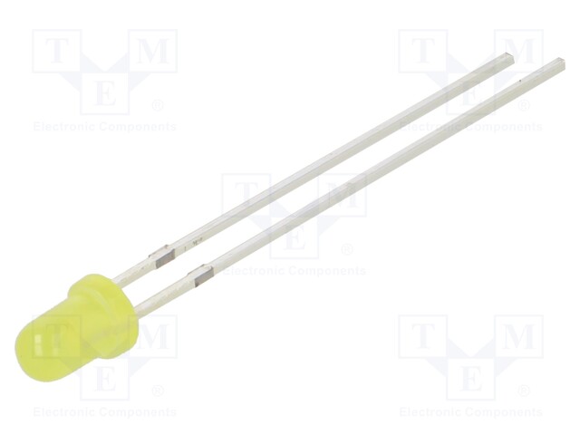 LED; 3mm; yellow; 150÷220mcd; 60°; Front: convex; 1.8÷2.2V; -30÷85°C