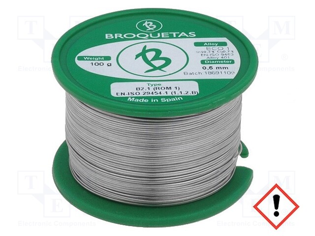 Soldering wire; Sn99,3Cu0,7; 0.5mm; 0.1kg; lead free; 217÷227°C