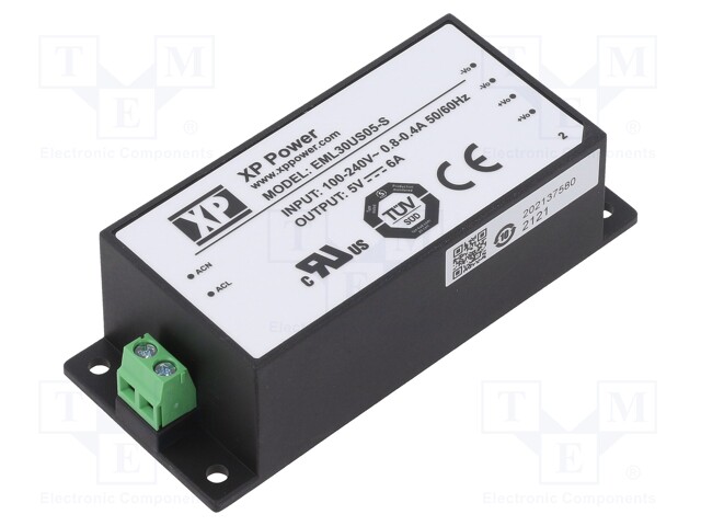 Power supply: switched-mode; 30W; 5VDC; 6A; OUT: 1; 87x40x28.5mm