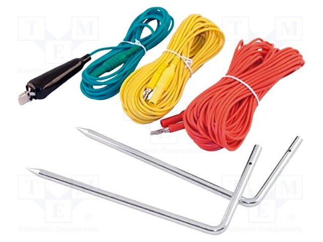 Earthing resistance measurement kit; red,green,yellow