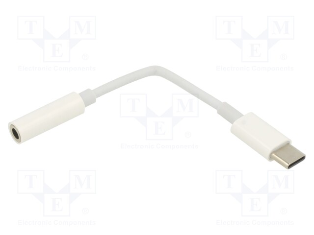 Adapter; Jack 3.5mm 4pin socket,USB C plug; 0.15m; white