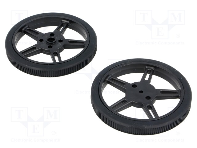 Wheel; black; Shaft: smooth; Pcs: 2; screw; Ø: 60mm; Plating: rubber