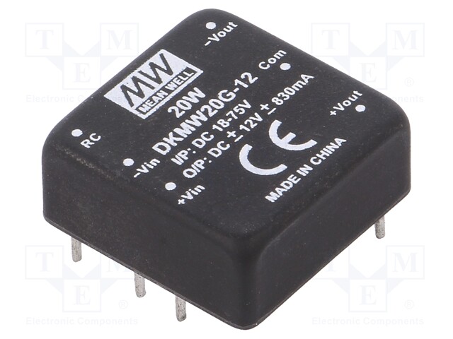 Converter: DC/DC; 20W; Uin: 18÷75V; Uout: 12VDC; Uout2: -12VDC; 18g