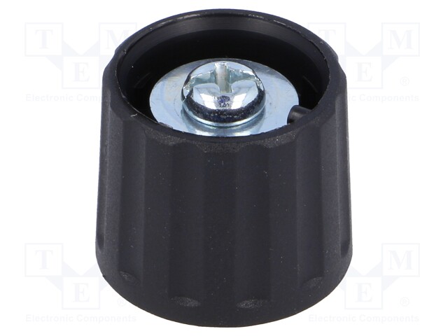 Knob; polyamide; Shaft d: 6mm; black; clamp mechanism with screw