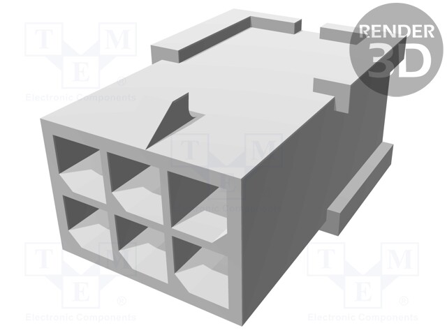 Plug; wire-board; male; Micro MATE-N-LOK; 3mm; PIN: 6; w/o contacts