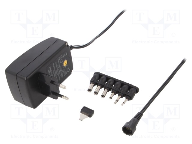 Power supply: switched-mode; universal; 2.25A; Case: plug; Plug: EU