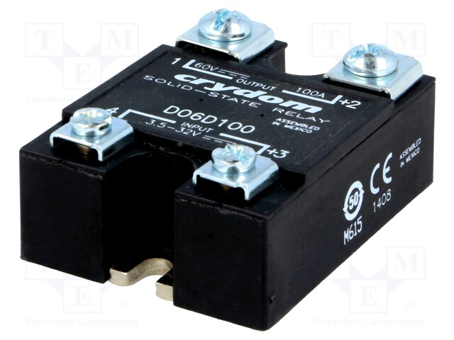 Relay: solid state; Ucntrl: 3.5÷32VDC; 100A; 0÷60VDC; Series: D06D