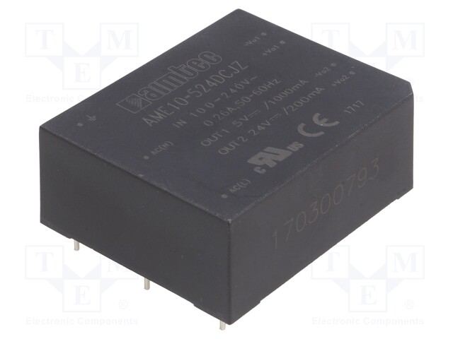 Converter: AC/DC; 10W; Uout: 5VDC; Iout: 1A; 81%; Mounting: PCB; 3kV