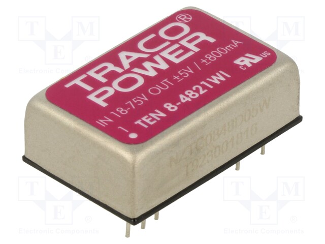 Converter: DC/DC; 8W; Uin: 18÷75V; Uout: 5VDC; Uout2: -5VDC; DIP24