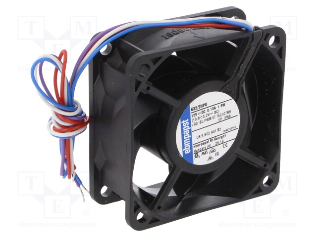 Fan: DC; axial; 60x60x25mm; 43.5m3/h; 35dBA; ball bearing; 6300rpm