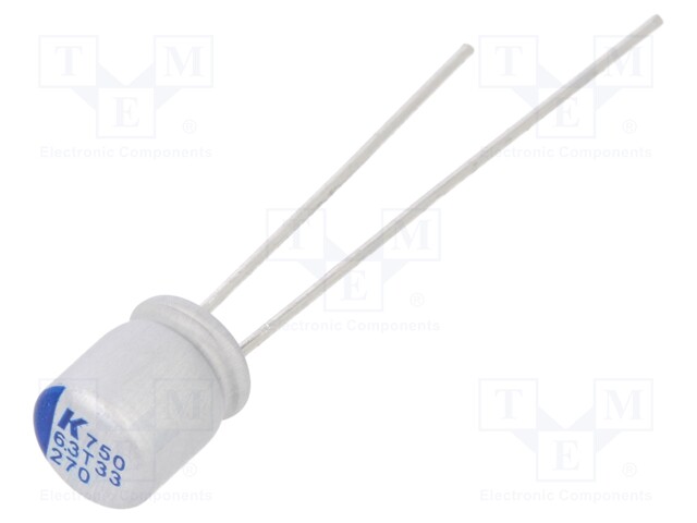 Polymer Aluminium Electrolytic Capacitor, 270 µF, 6.3 V, Radial Leaded, A750 Series, 0.02 ohm