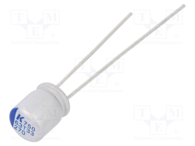 Capacitor: polymer; 270uF; 6.3VDC; ESR: 20mΩ; A750; THT; ±20%; 2000h