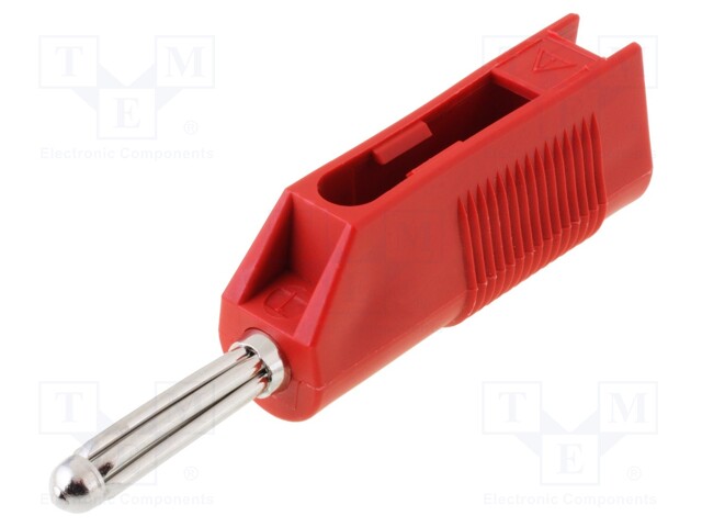 Plug; 4mm banana; 30A; 33VAC; 60VDC; red; with 4mm socket; 3mΩ