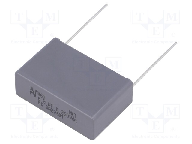 Capacitor: polyester; 6.8uF; 160VAC; 250VDC; Pitch: 27.5mm; ±10%