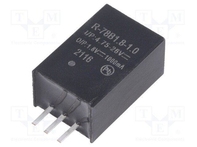 Converter: DC/DC; 1.8W; Uin: 4.75÷26V; Uout: 1.8VDC; Iout: 1A; SIP3