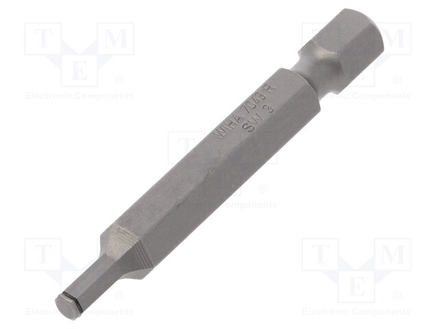 Screwdriver bit; Allen hex key; HEX 3mm; Overall len: 50mm