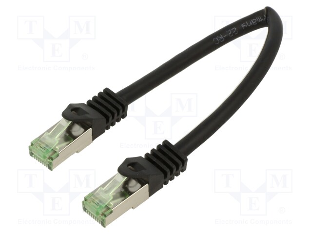 Patch cord; S/FTP; Cat 8.1; stranded; Cu; LSZH; black; 0.25m; 26AWG