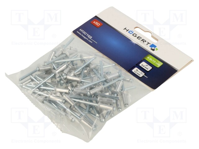 Rivet; aluminium; Rivet diam: 4.8mm; L.rivet: 13mm; 50pcs.