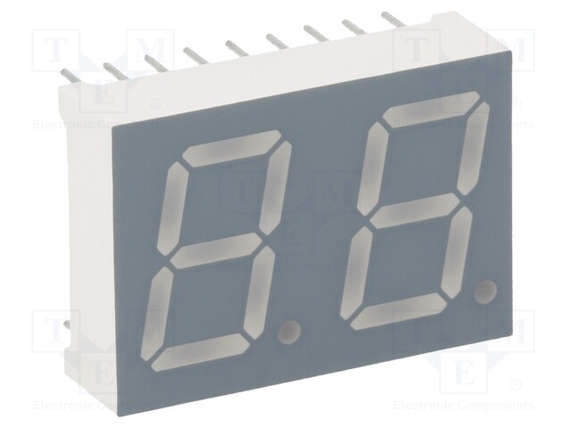 Display: LED; 7-segment; 13.2mm; 0.52"; No.char: 2; red; 40÷80mcd