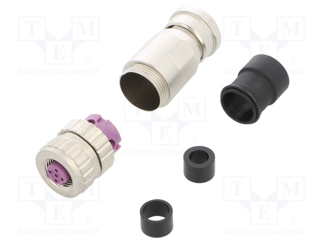 Plug; M12; PIN: 4; female; B code-Profibus; for cable; straight