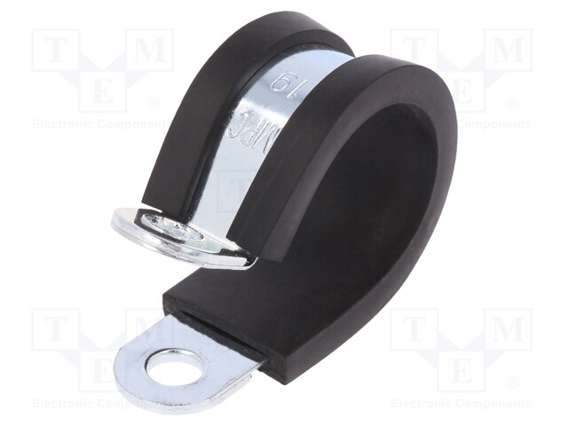 Fixing clamp; ØBundle : 19mm; W: 19mm; steel; Cover material: EPDM