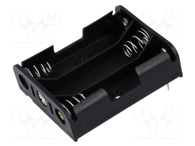 Holder; Leads: for PCB; Size: AA,R6; Batt.no: 3; Colour: black