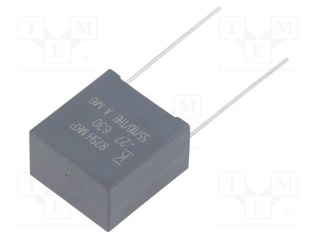 DC Film Capacitor, 0.27 µF, 630 V, Metallized PP, ± 5%, R75H Series, Radial Box