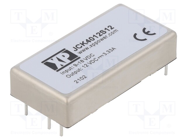 Isolated Board Mount DC/DC Converter, 2:1 Input, ITE, 1 Output, 40 W, 12 V, 3.33 A