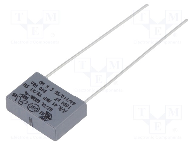 Capacitor: polypropylene; Y2; 1nF; 10mm; ±20%; 13x4x9mm; -40÷110°C