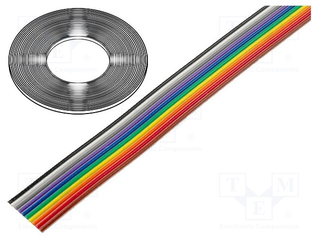 Wire: ribbon; 1.27mm; stranded; Cu; 10x26AWG; unshielded; PVC; 49V