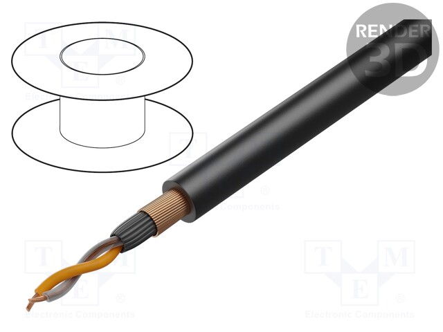 Wire: microphone cable; 2x0,25mm2; black; OFC; PVC; -15÷70°C; Ø6mm