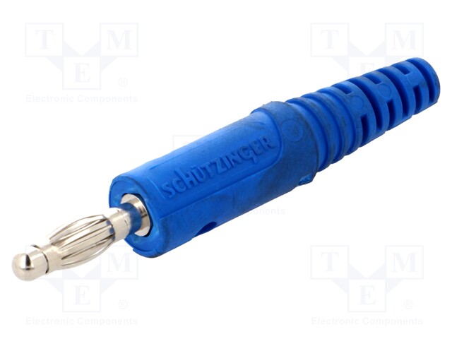 Plug; 4mm banana; 10A; 60VDC; blue; with transversal socket