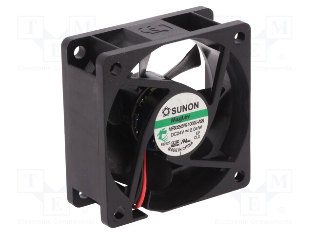 Fan: DC; axial; 24VDC; 60x60x25mm; 45.63m3/h; 27dBA; Vapo; 5200rpm