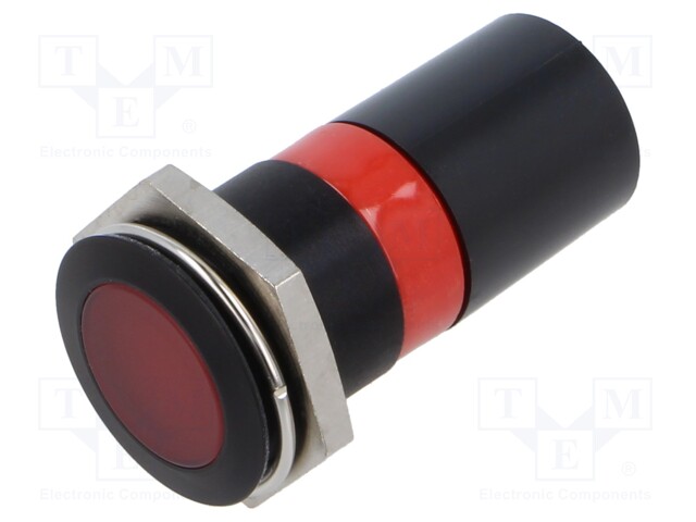 Indicator: LED; flat; red; 230VDC; 230VAC; Ø22mm; IP67; ØLED: 25mm