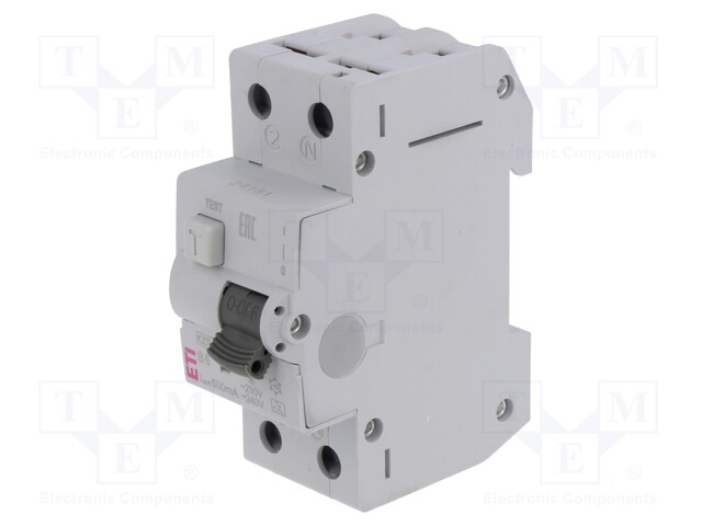 RCBO breaker; Inom: 6A; Ires: 500mA; Poles: 2; 230/400VAC; DIN; IP20