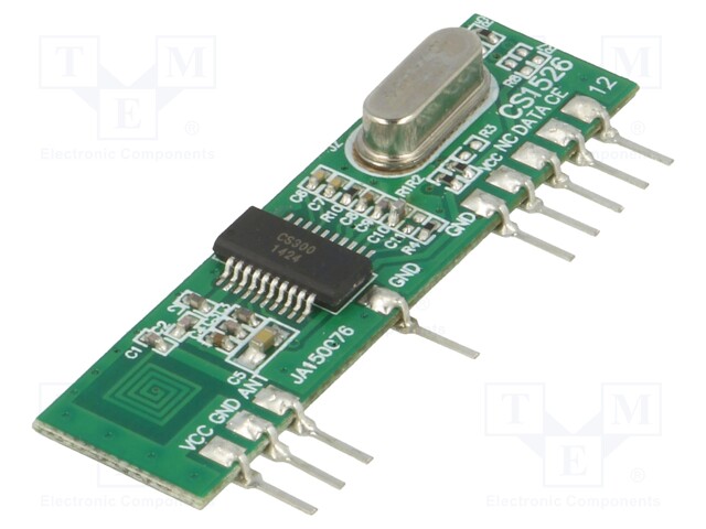 Module: RF; AM receiver; ASK,OOK; 433.92MHz; -108dBm; 2.2÷5.2VDC