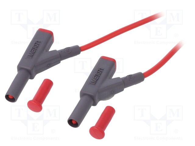 Test lead; 16A; 4mm banana plug-4mm banana plug; insulated; red