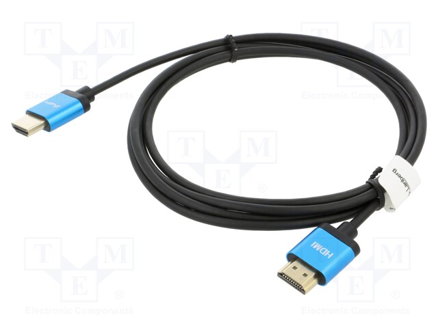 Cable; HDMI 2.0,slim; HDMI plug,both sides; PVC; Len: 1.8m; black