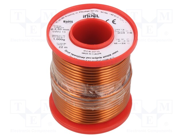 Coil wire; double coated enamelled; 2.5mm; 1kg; -65÷200°C