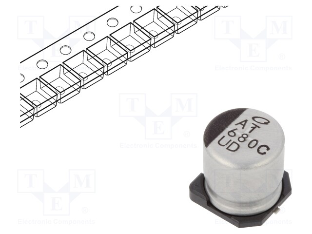 ALUMINUM ELECTROLYTIC CAPACITOR 680UF 16V 20%, SMD