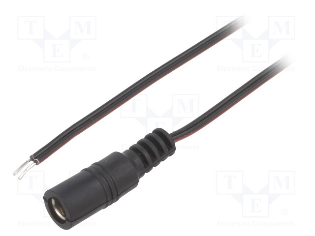 Cable; wires,DC 5,5/2,5 socket; straight; 0.35mm2; black; 2m