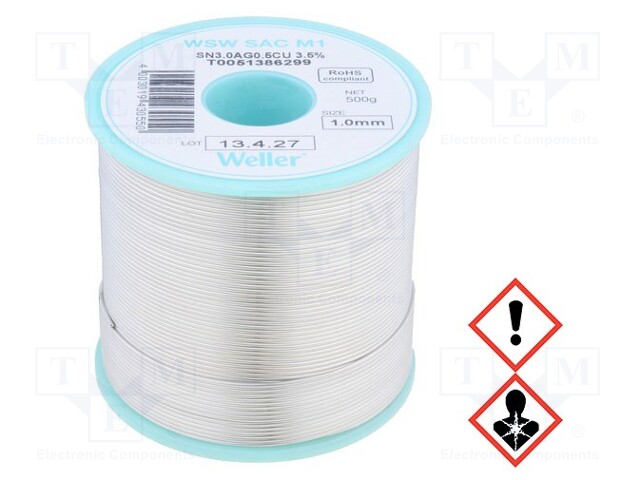 Soldering wire; Sn96,5Ag3,0Cu0,5; 1mm; 500g; lead free; 217÷221°C