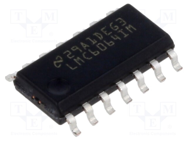 Operational Amplifier, 4 Amplifier, 100 kHz, 0.035 V/µs, 4.5V to 15V, SOIC, 14 Pins